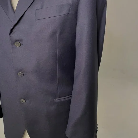 Luigi Bianchi Mantova All Virgin Wool Navy Blue Blazer - Picture 4 of 13